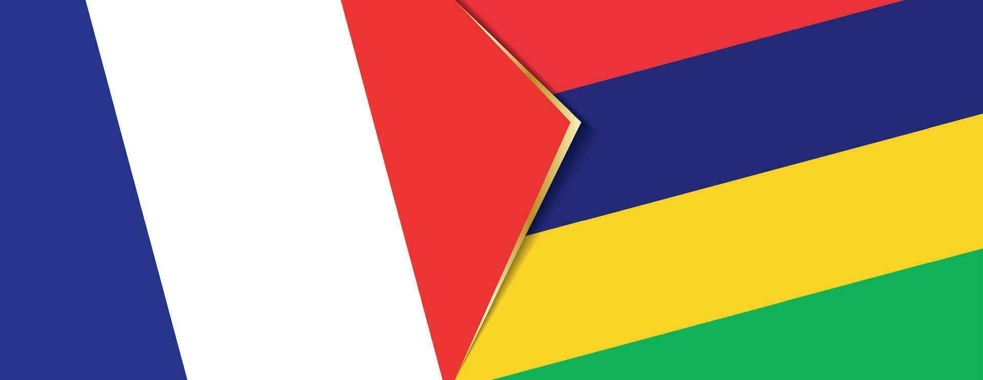France and Mauritius flags, two vector flags.