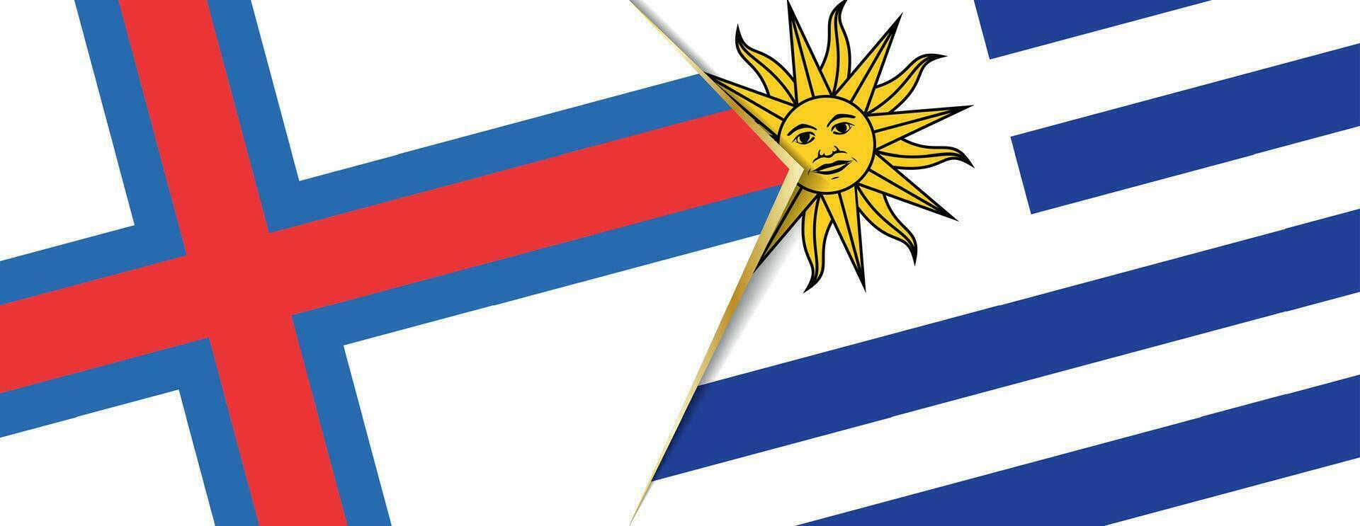 Faroe Islands and Uruguay flags, two vector flags.