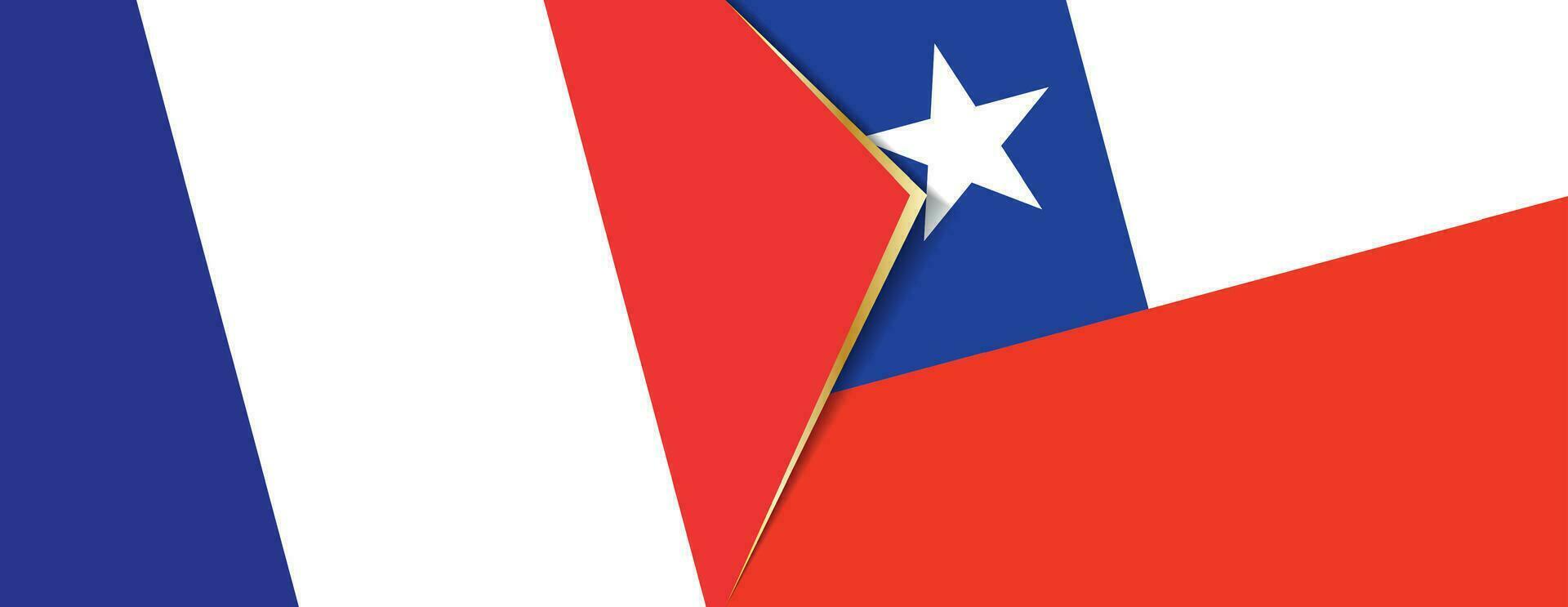 France and Chile flags, two vector flags.