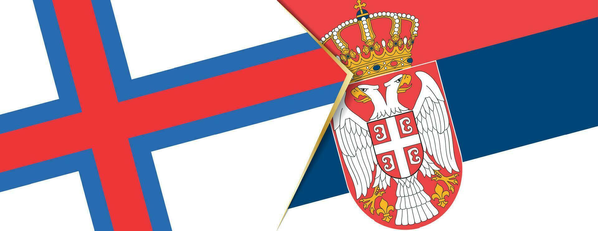 Faroe Islands and Serbia flags, two vector flags.