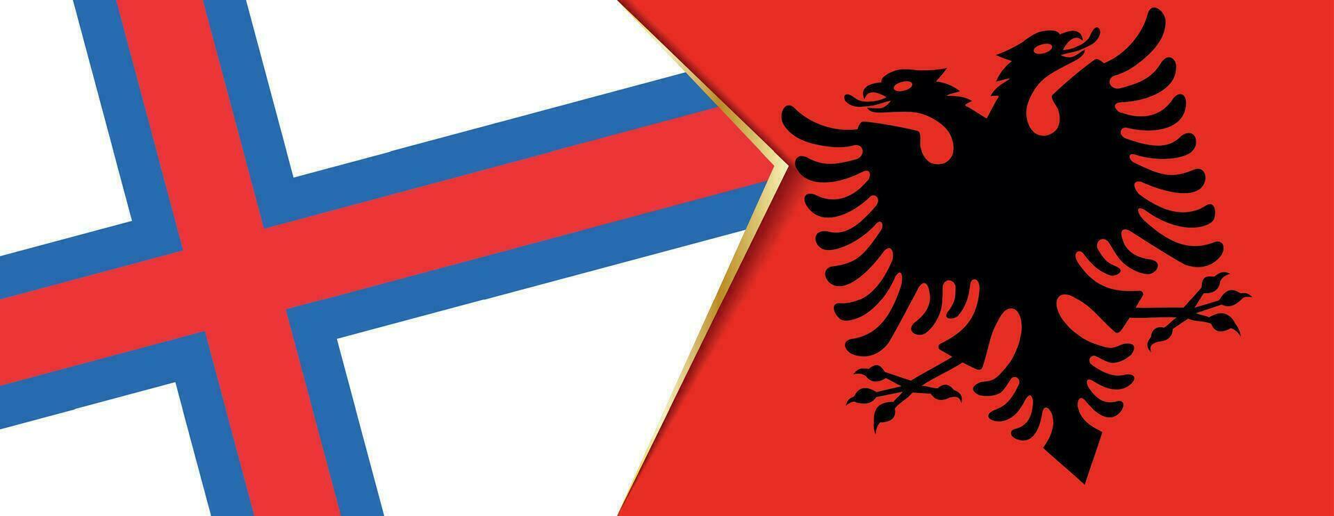 Faroe Islands and Albania flags, two vector flags.