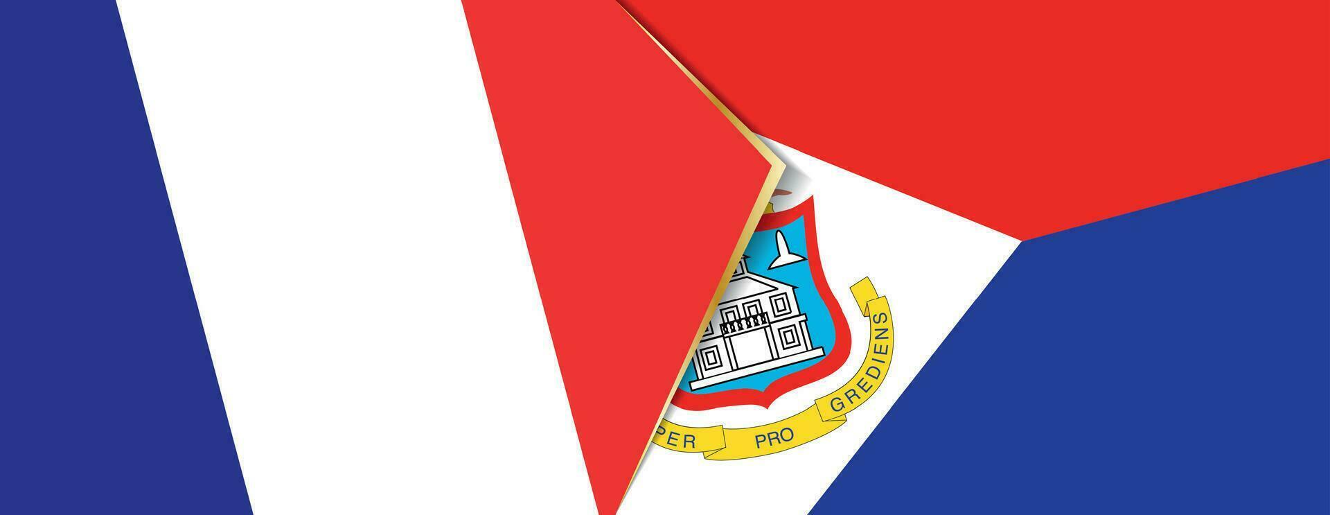 France and Sint Maarten flags, two vector flags.