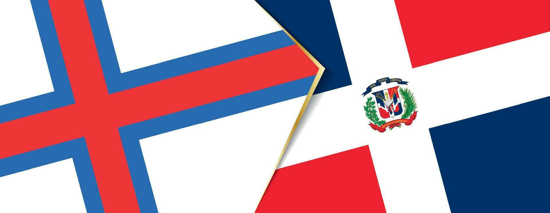 Feroe islas y dominicano república banderas, dos vector banderas