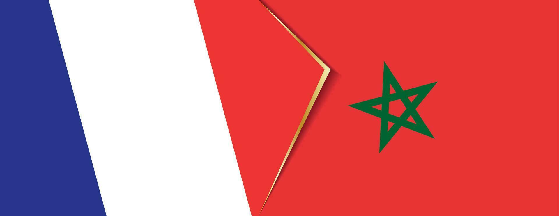 France and Morocco flags, two vector flags.