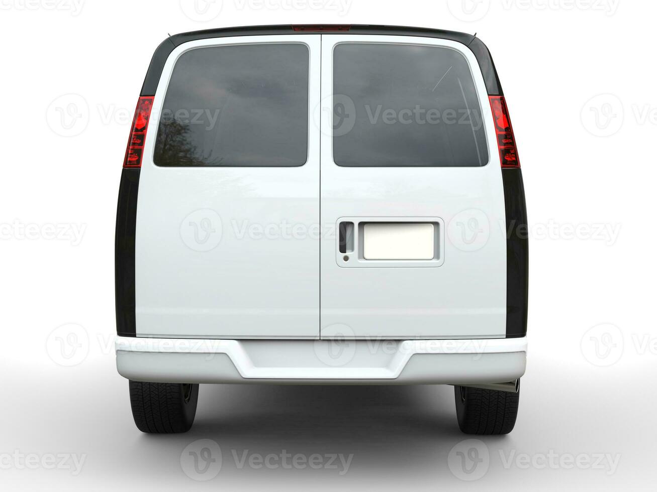 White van backdoors - isolated on white background - 3D illustration photo