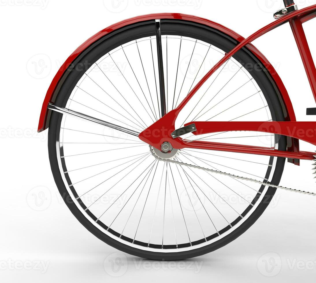 Red Old Bicycle Rear Wheel photo