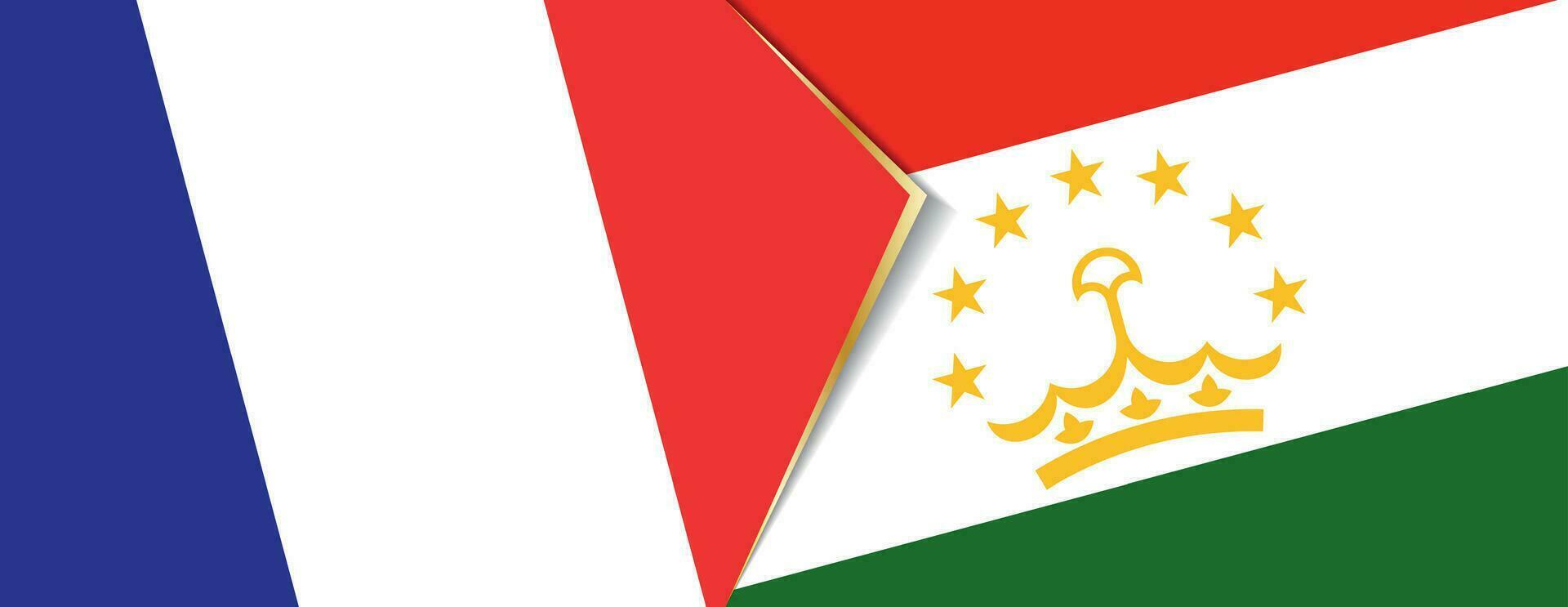 France and Tajikistan flags, two vector flags.