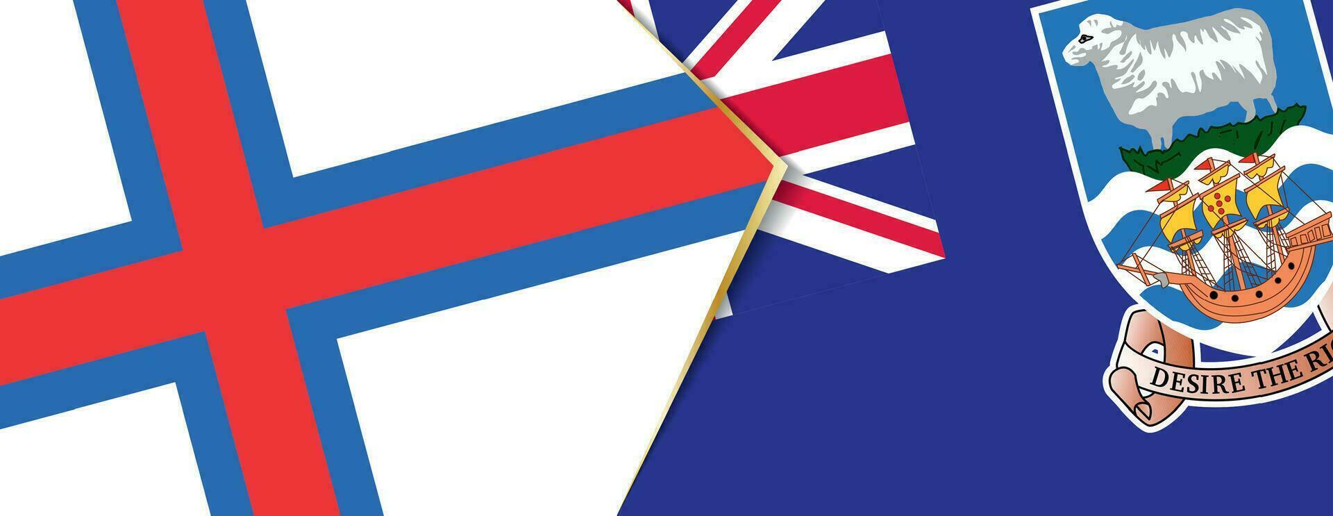 Faroe Islands and Falkland Islands flags, two vector flags.