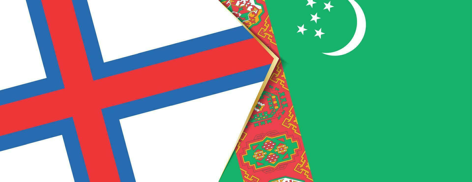 Feroe islas y Turkmenistán banderas, dos vector banderas