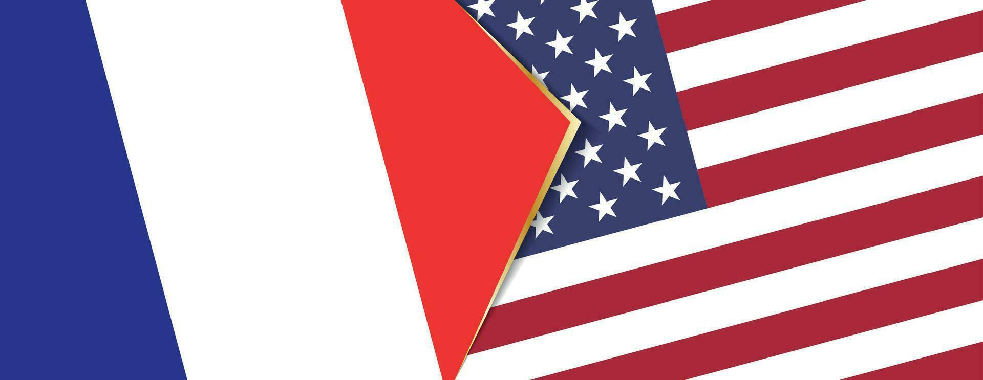 France and United States flags, two vector flags.