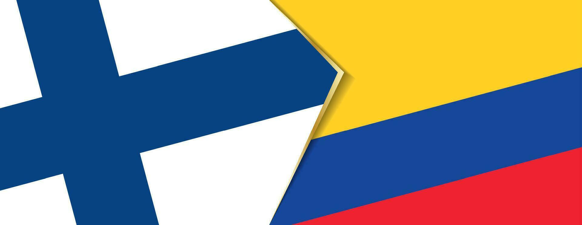 Finland and Colombia flags, two vector flags.