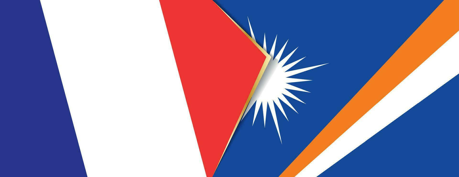 France and Marshall Islands flags, two vector flags.