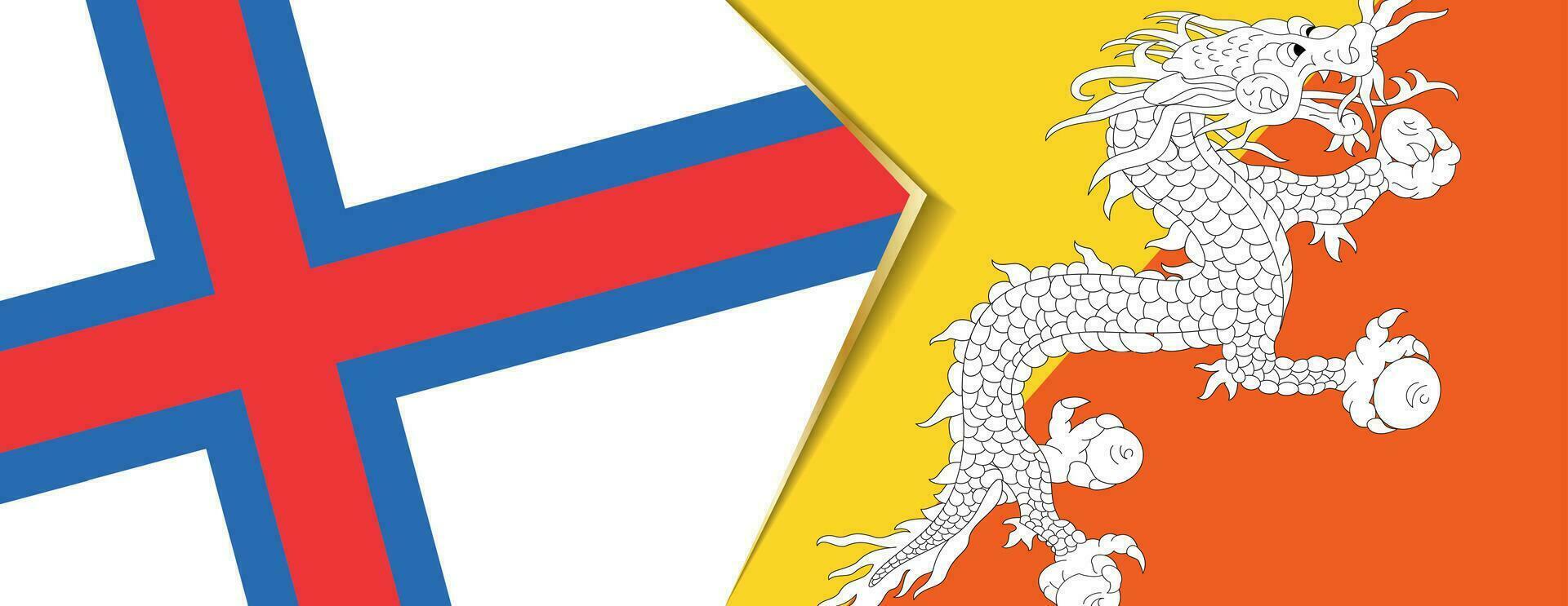 Faroe Islands and Bhutan flags, two vector flags.