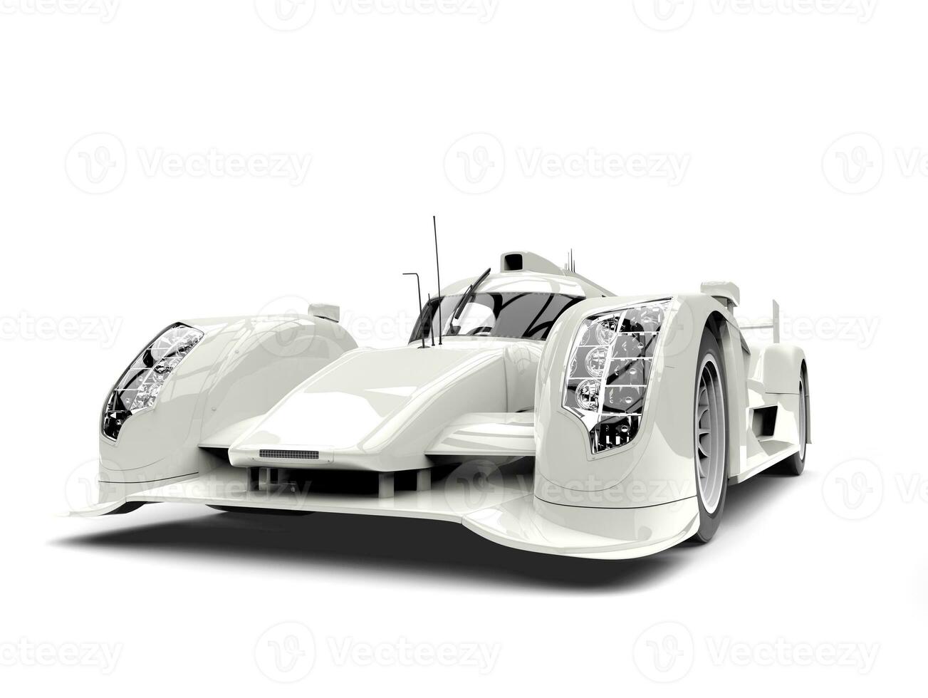 White race super car - front view closeup shot photo