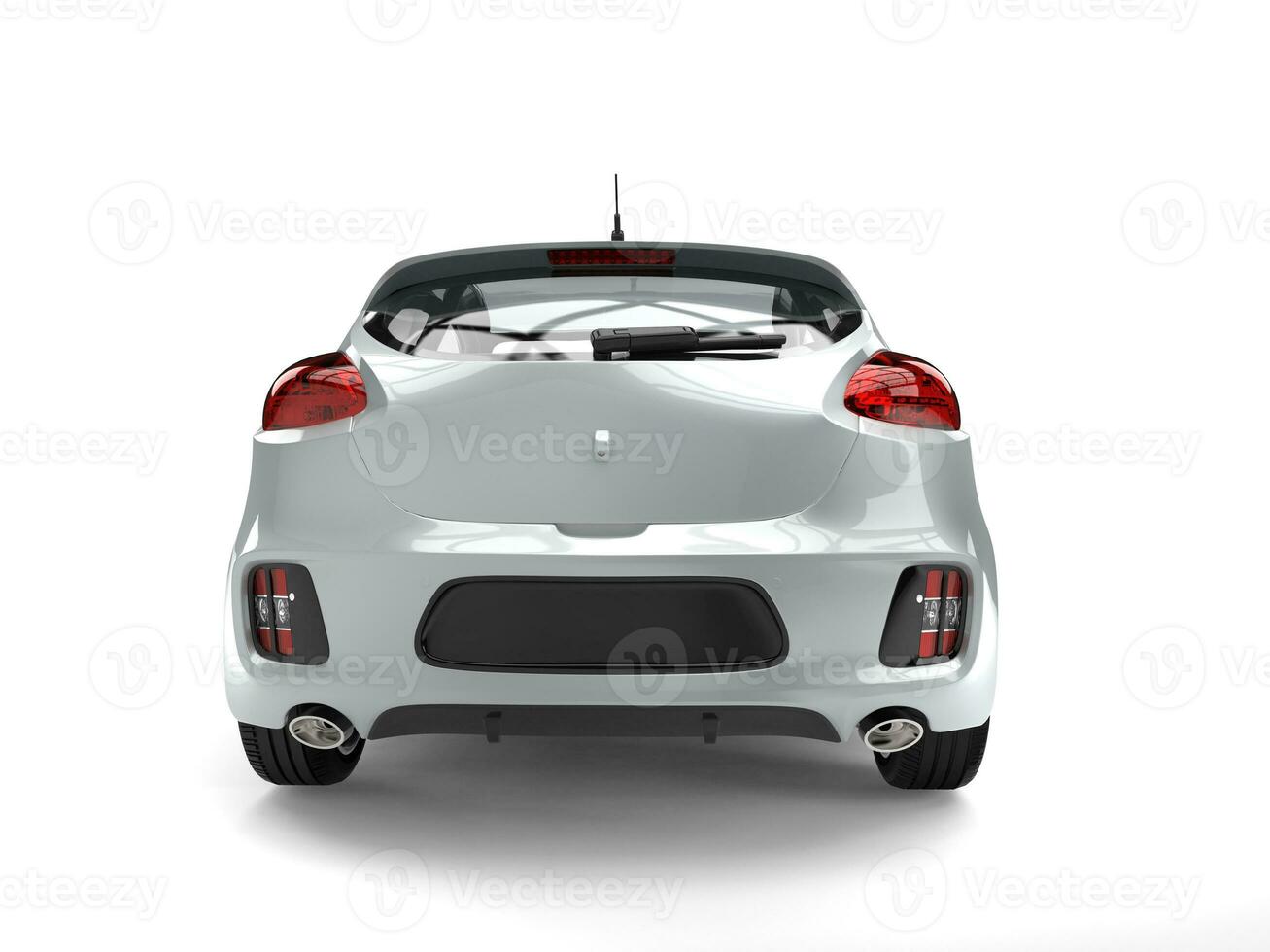 Amazing metallic silver modern electric car - back view photo