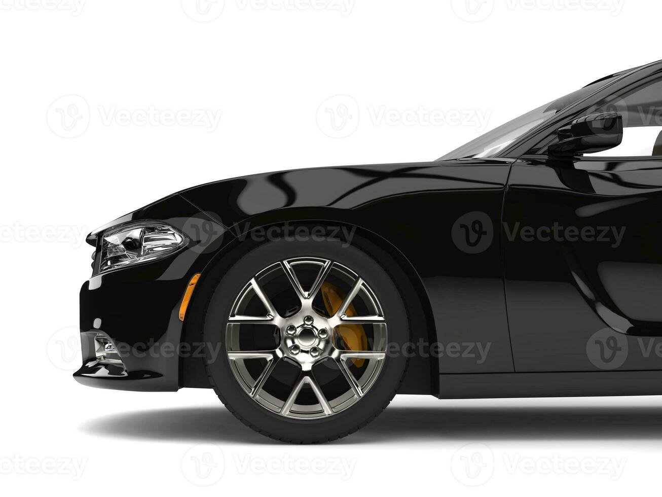 Modern luxury black city sports car - side view cut shot photo
