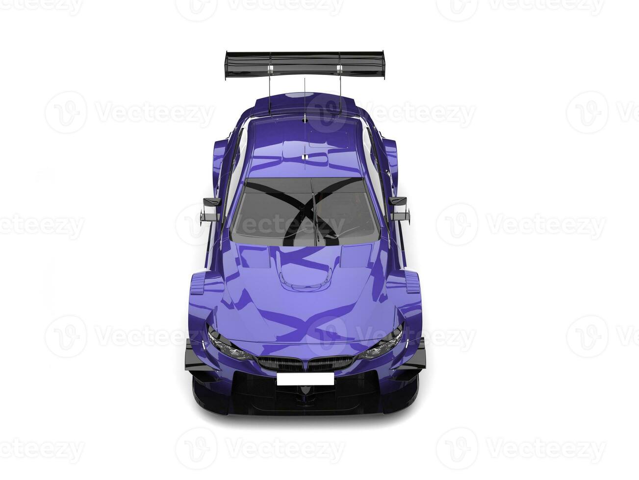 Cadmium violet modern super race car - top down front view photo
