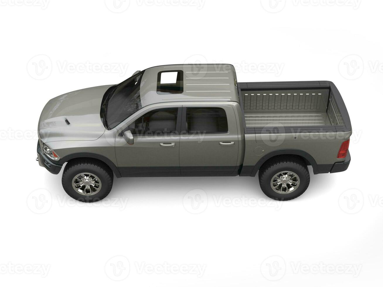 Pick-up truck - dark gray metallic - top down view photo