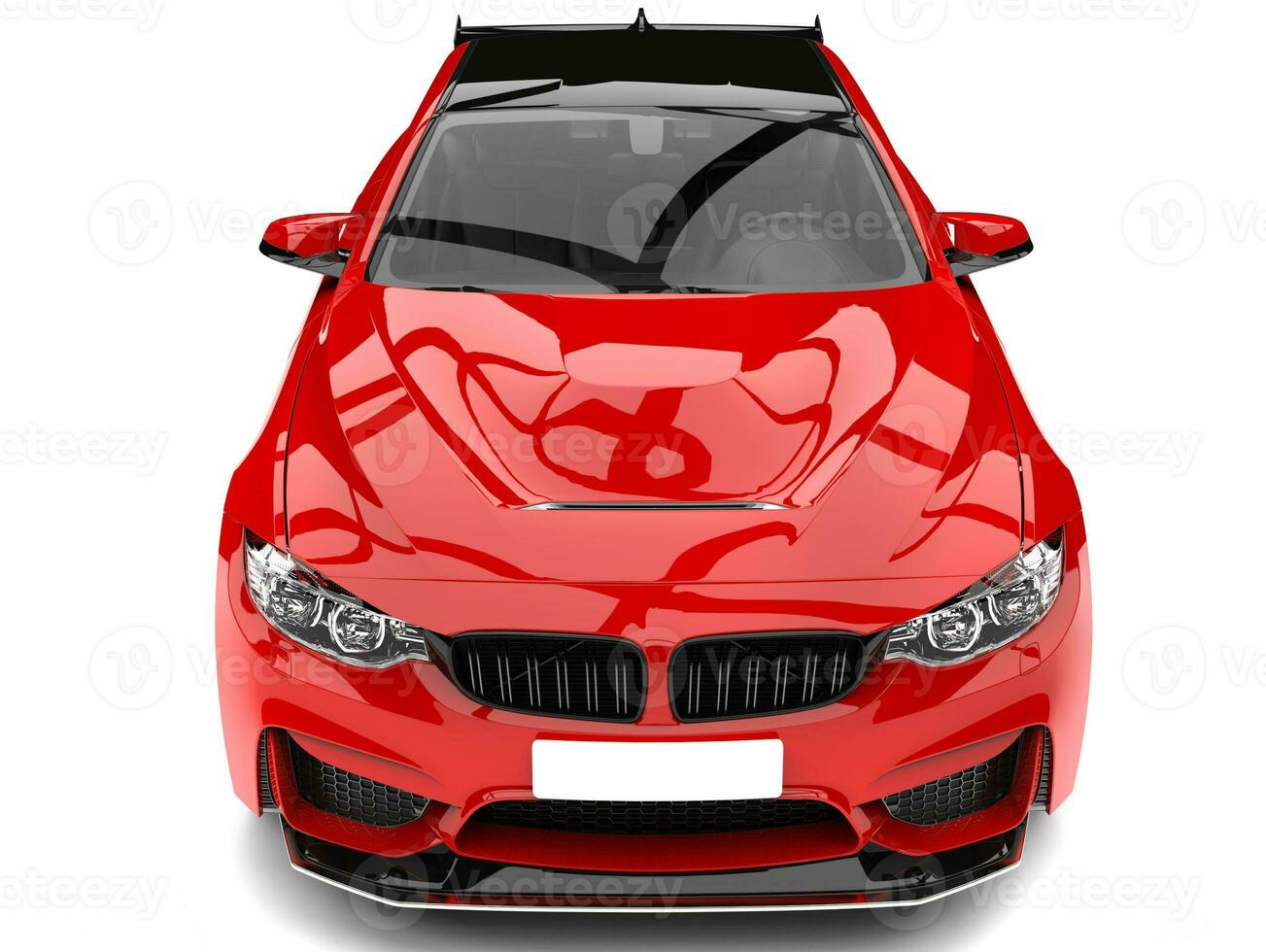 Crimson red modern sport racing car - hood closeup shot photo