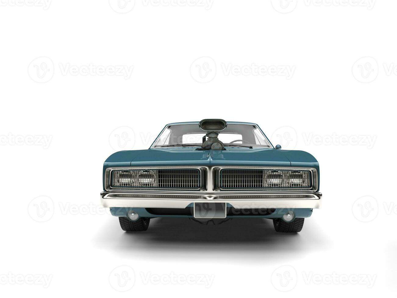 Dark metallic blue American vintage muscle car - front view photo