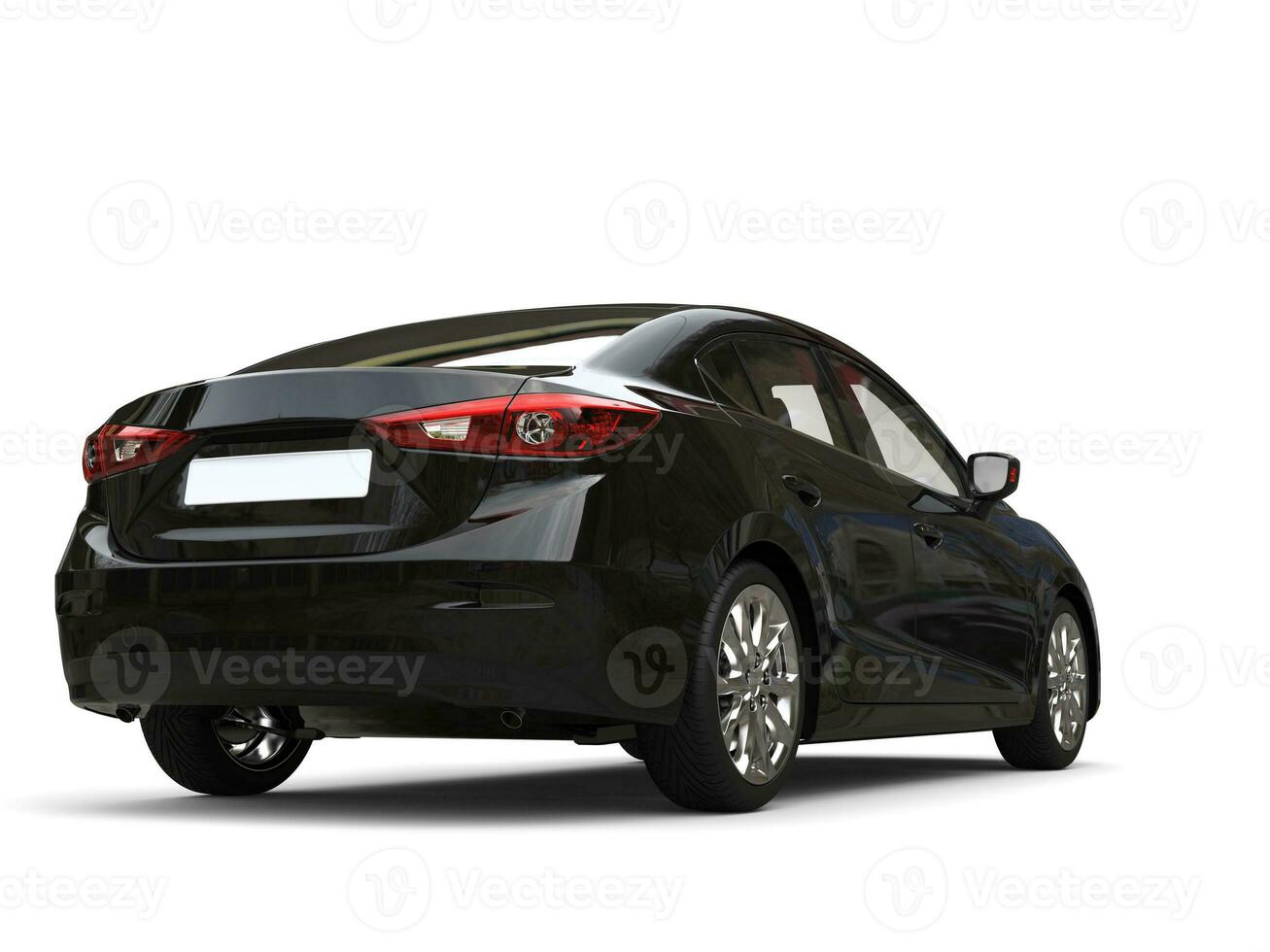 Shiny black modern business car - tail view photo