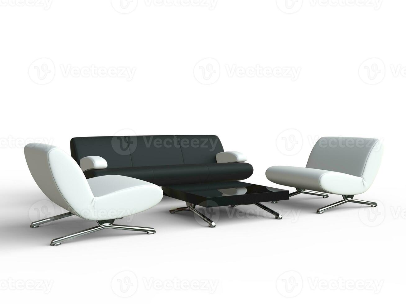 White Armchairs With Black Sofa photo