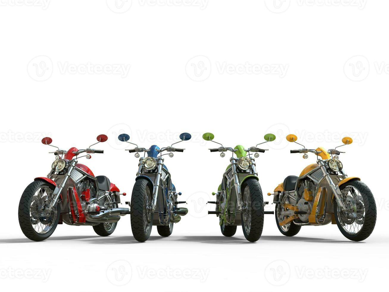 Row of cool vintage bikes - front view photo