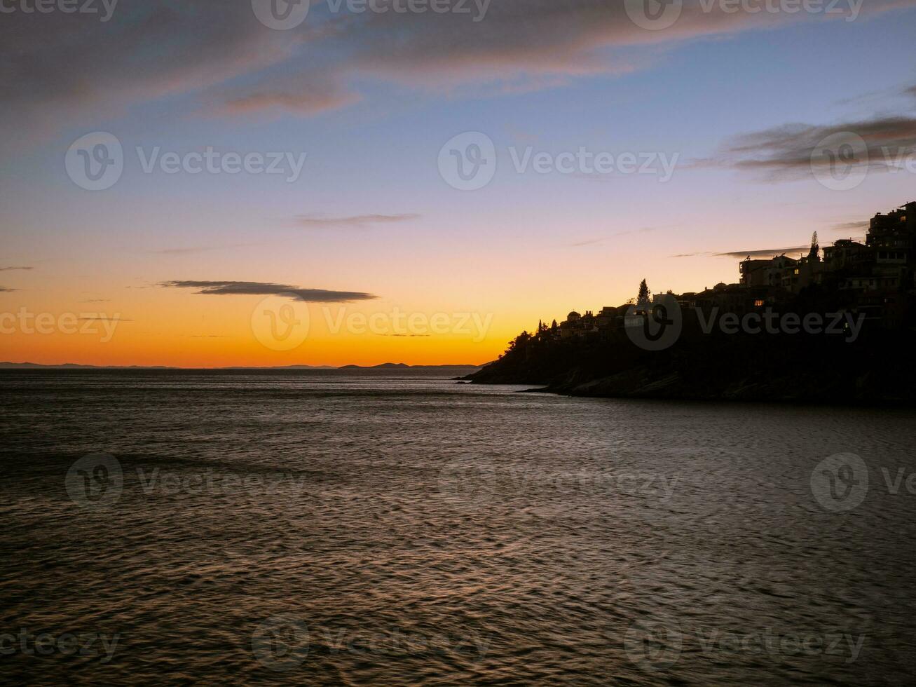 Sunset over the old town of Kavala photo