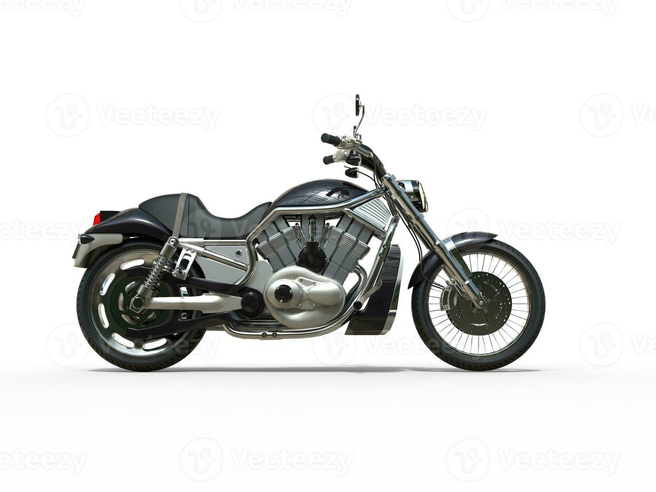 Black Powerful Motorcycle - Side View photo