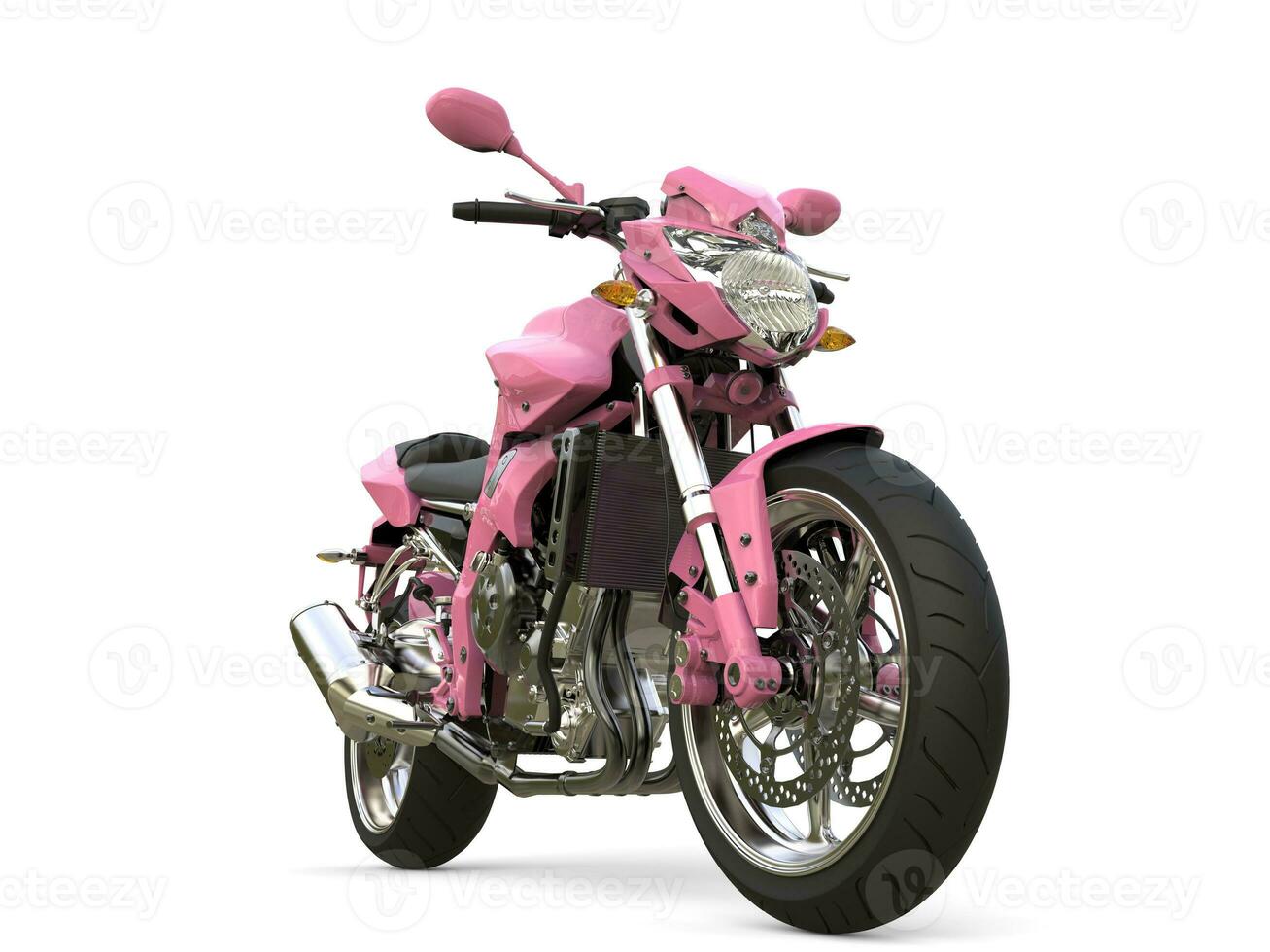 Bright pink modern motorcycle - beauty shot photo