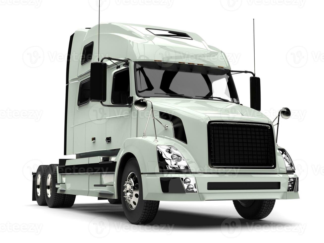 Basic white modern semi trailer truck - closeup shot photo