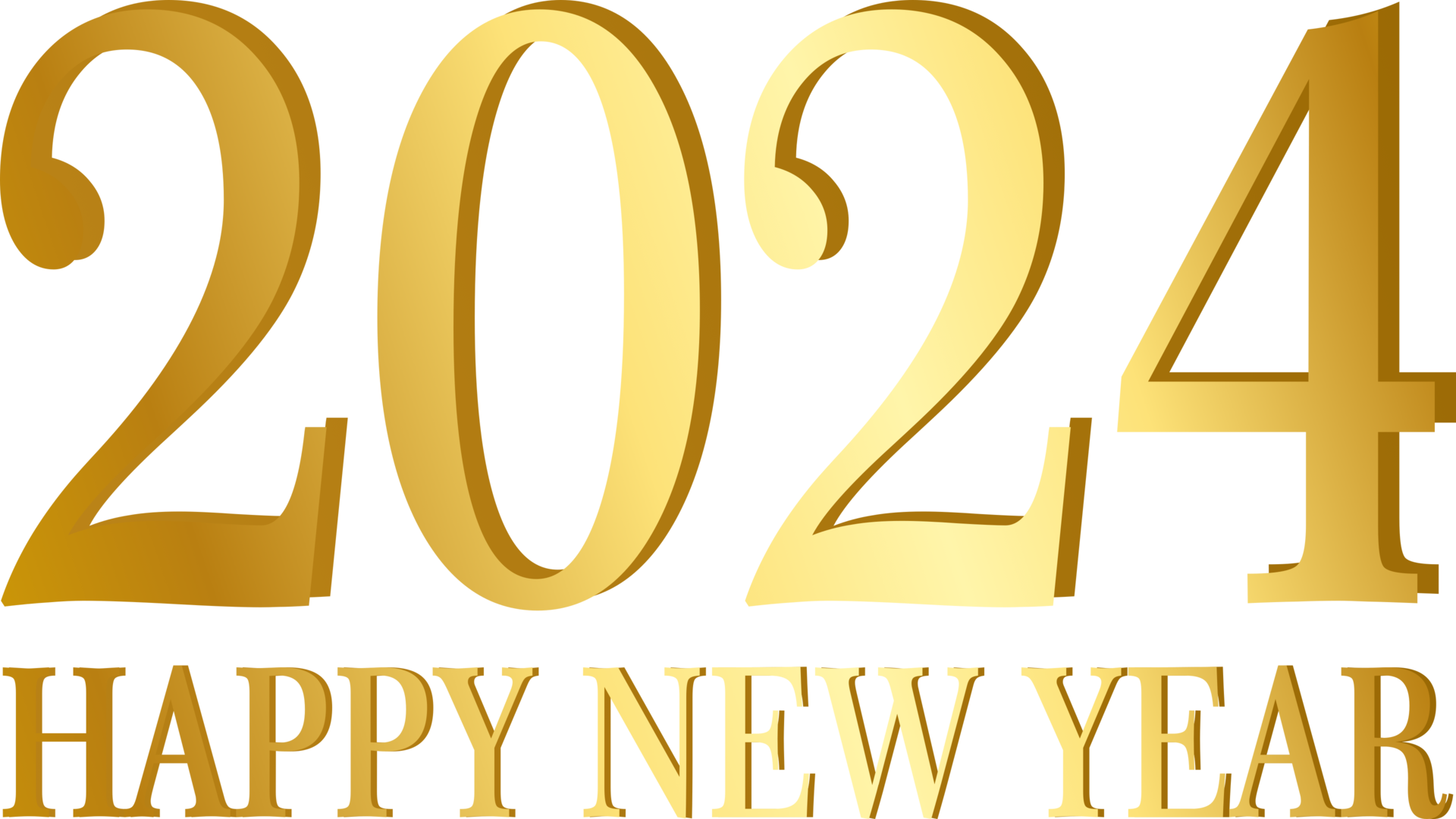 Happy New Year 2024 typography gold transparent 31159211 PNG