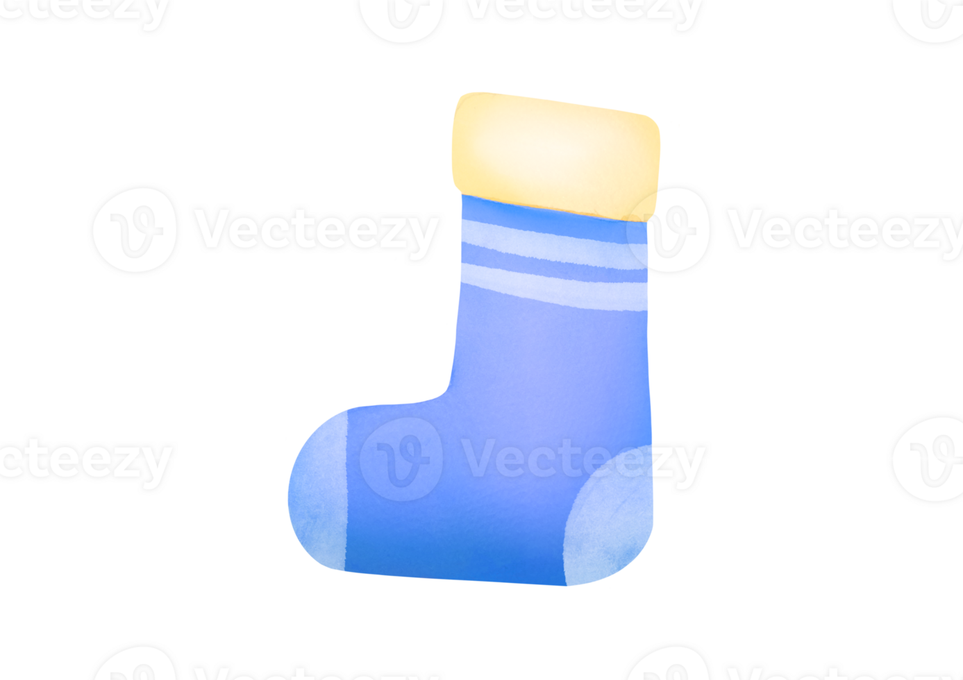 colorful decorated christmas stocking, sock-shaped bags for winter holidays gifts. New Year Stickers isolated on transparent background, clipart for xmas. Watercolor hand drawn cutout illustration png