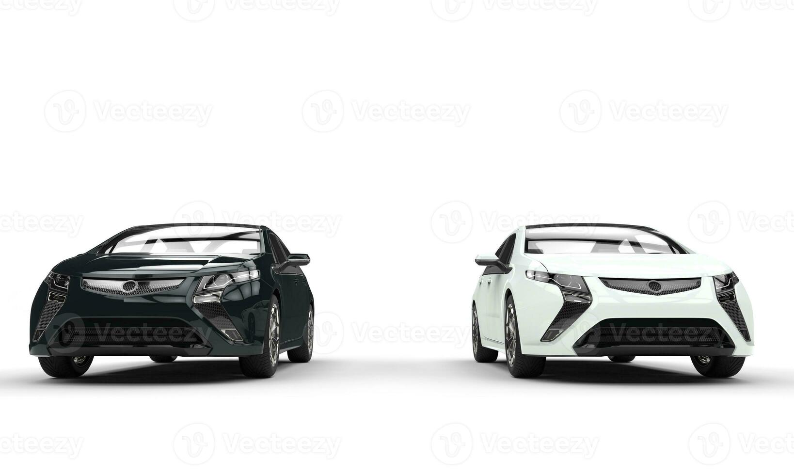 Black and White Electric Cars Front View photo