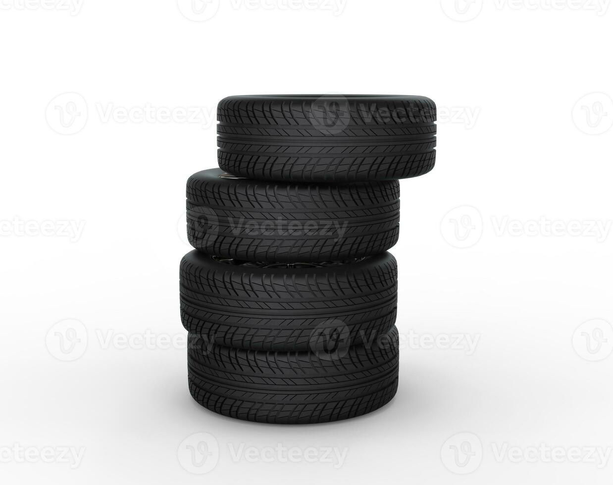 Tires stacked - isolated on white background photo