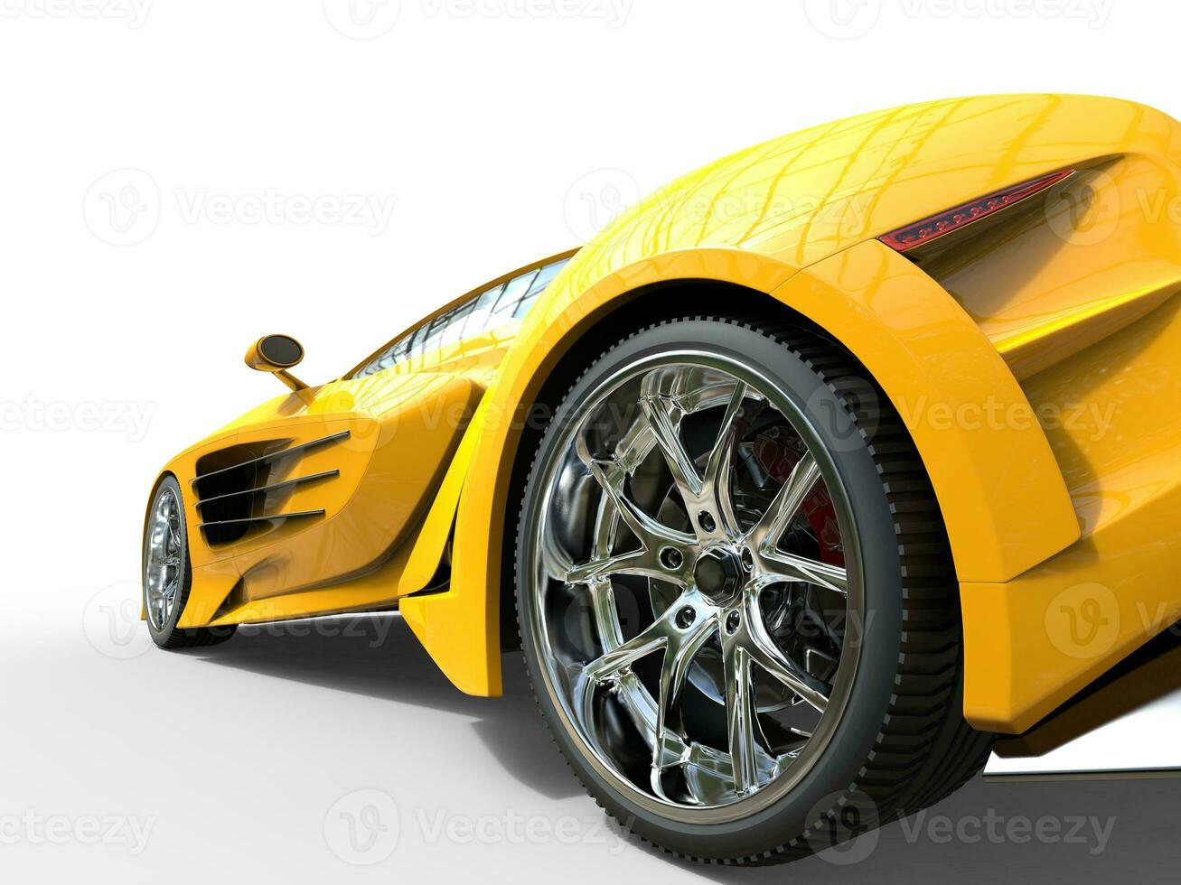 Yellow supercar - wheel closeup photo