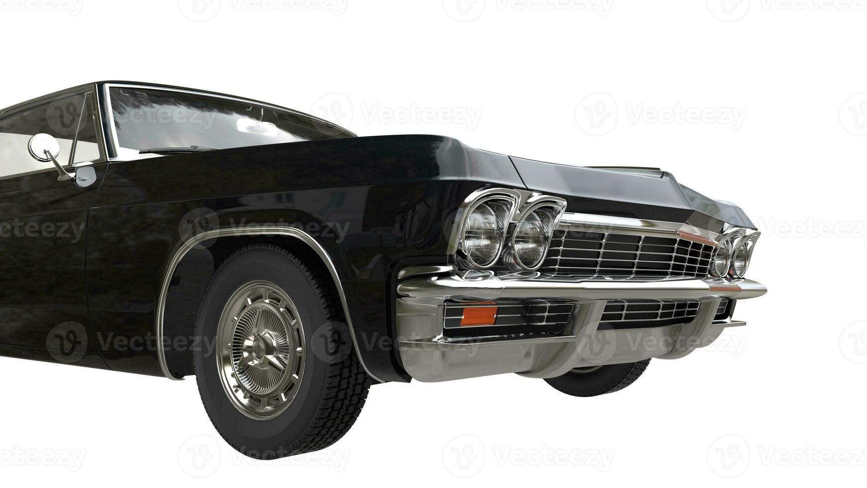 Black muscle car - front wheel cut shot photo