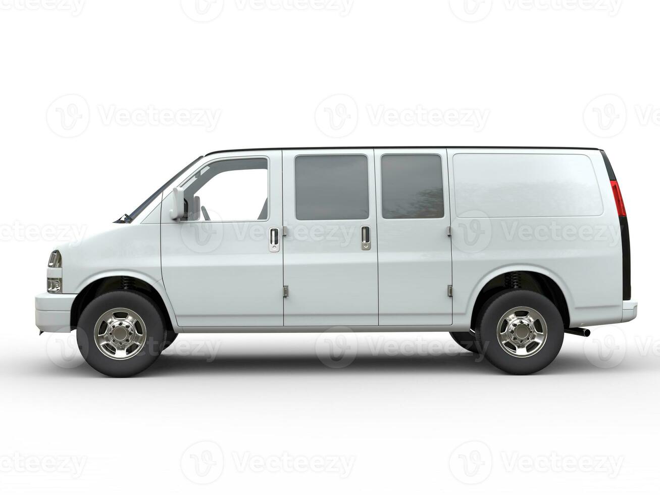 Modern white van - side view - isolated on white background - 3D illustration photo