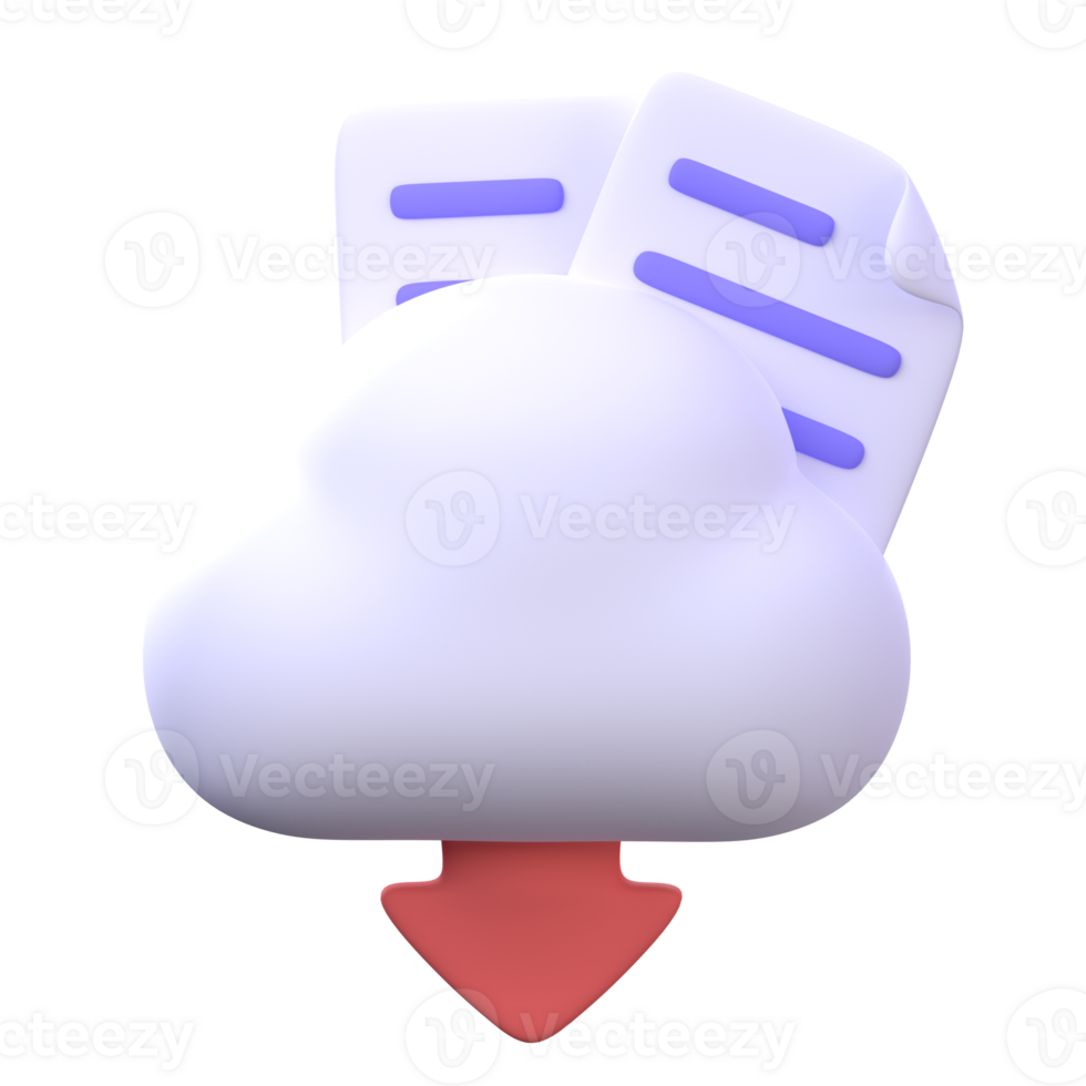 3D cloud document icons. Cloud computing document storage. Business elements in the office. png
