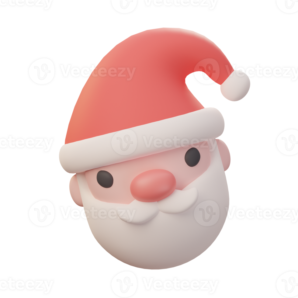 3D Santa Claus face. Christmas decoration element. png