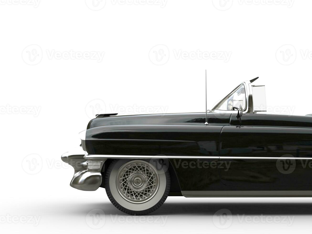 Black vintage car - front cut shot photo