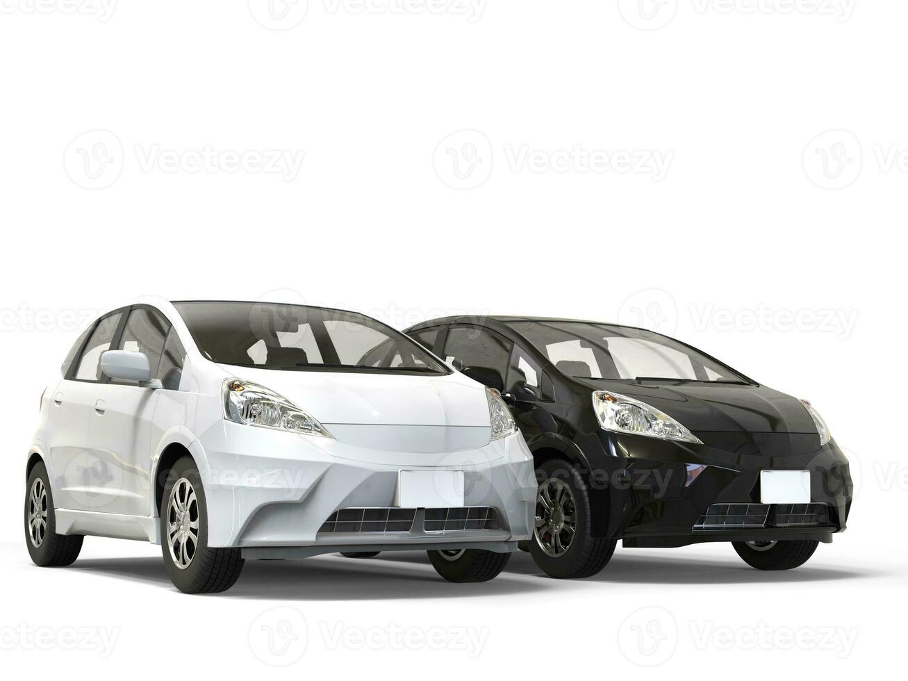 Black and white modern compact electric cars photo