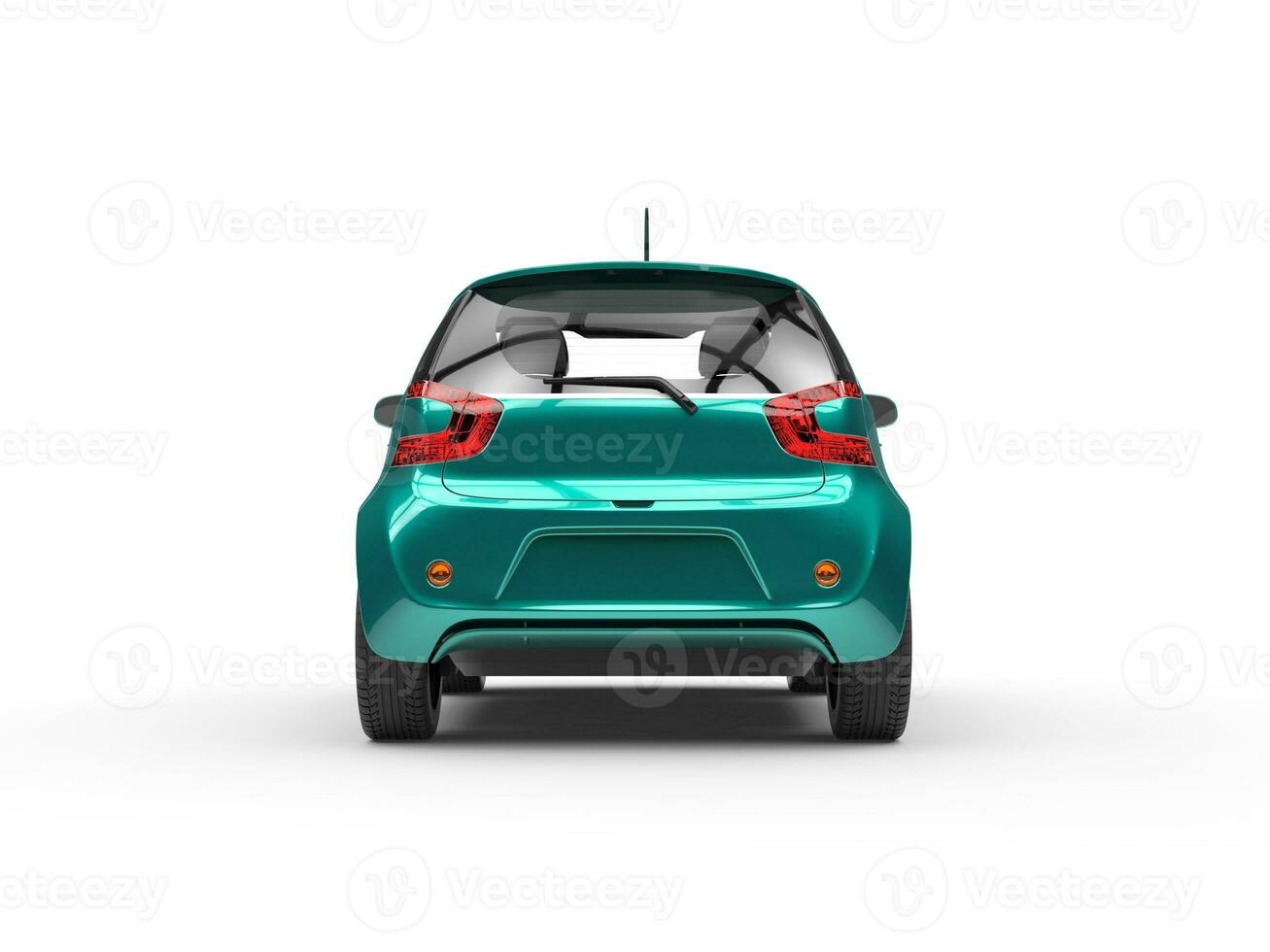 Teal Compact Car - Rear View photo