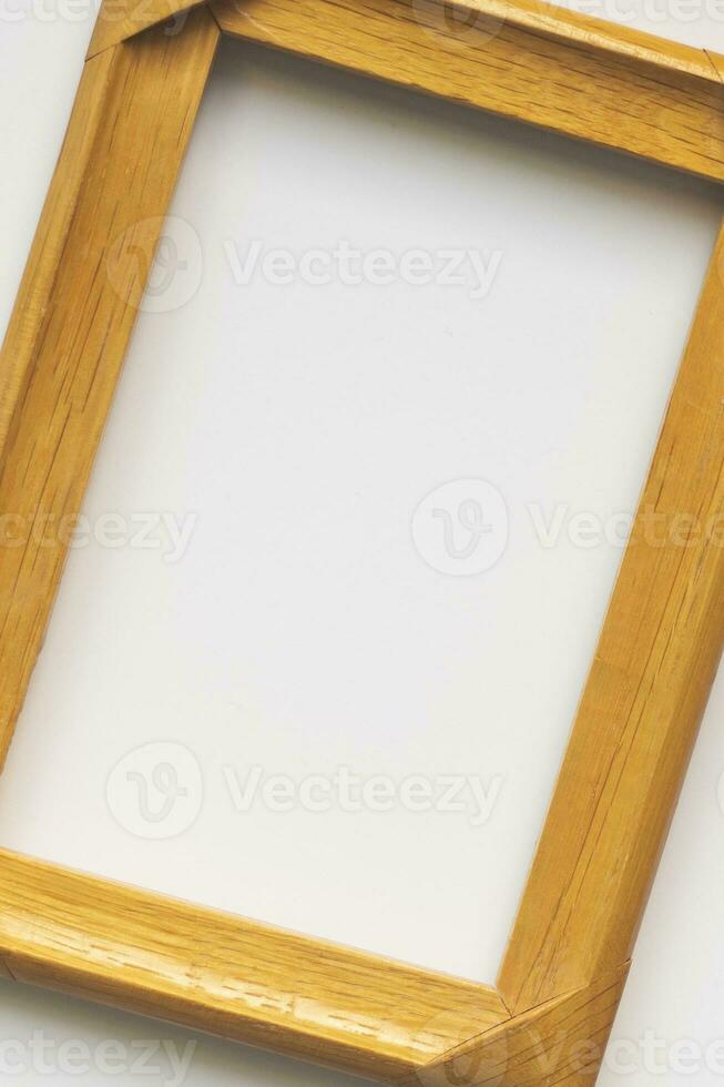 wood frame on white. Copy space photo