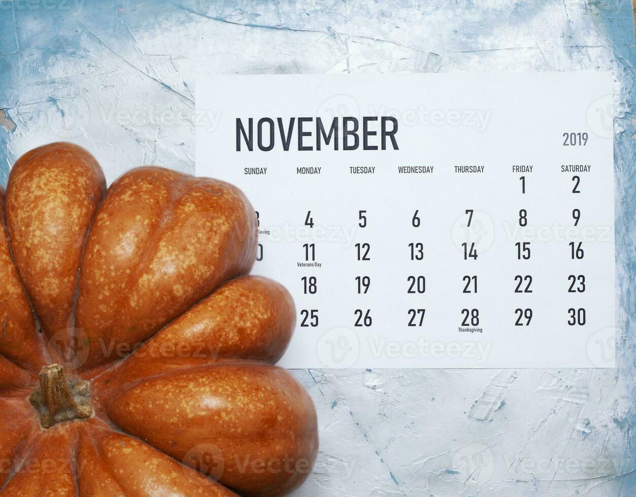 November 2019 monthly calendar photo