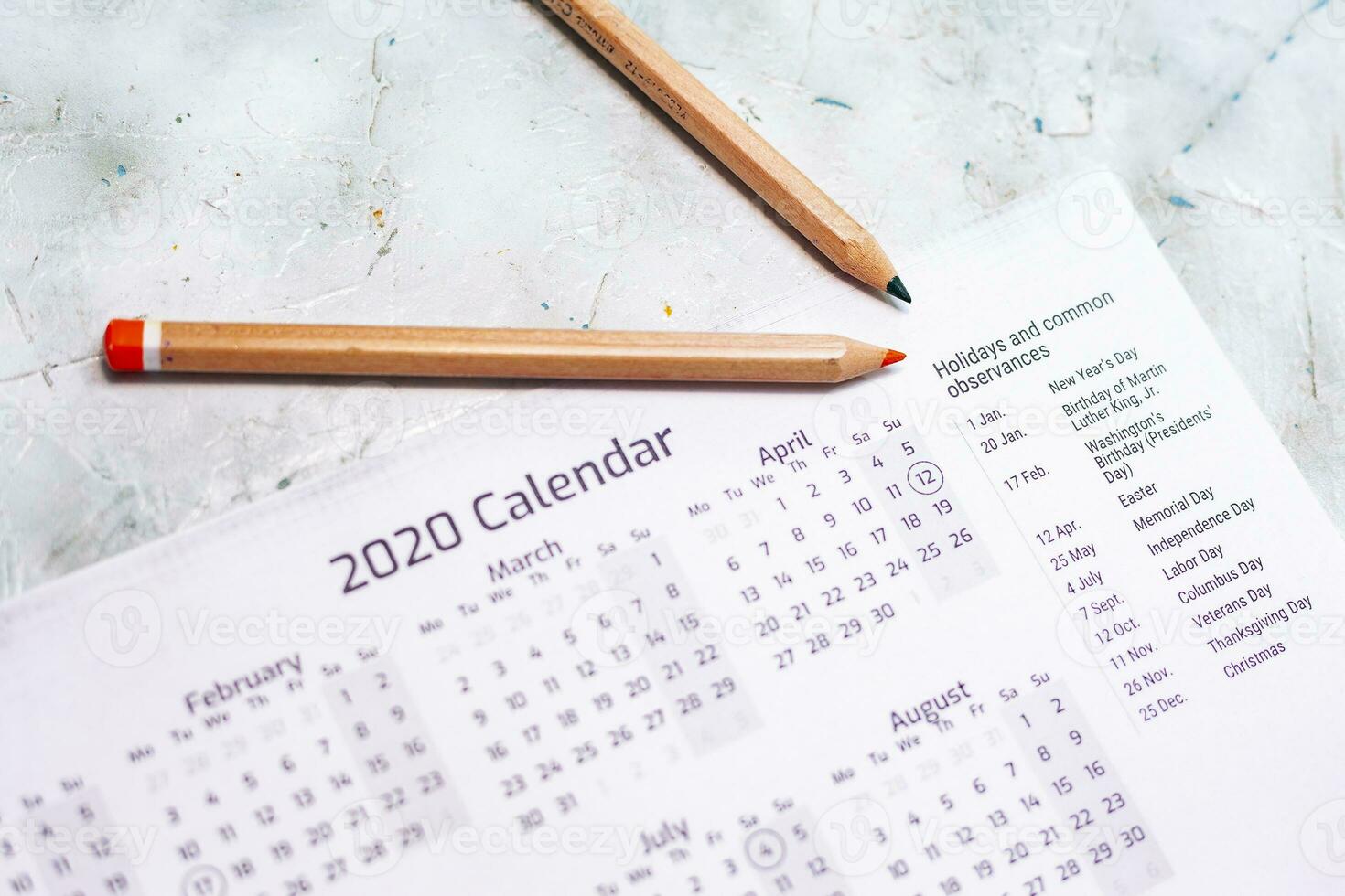 Calendar for 2020 year photo