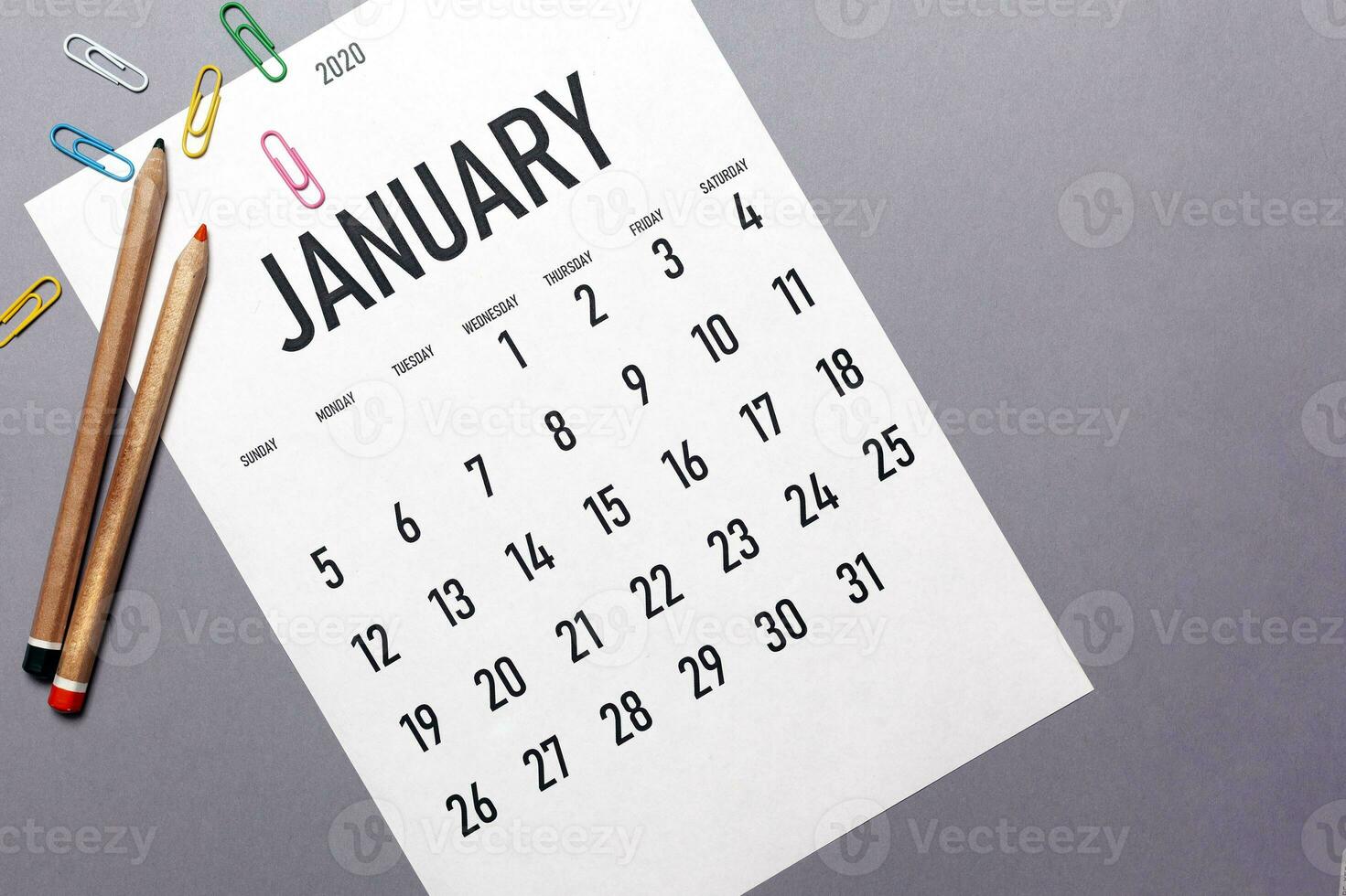 January 2020 simple calendar photo