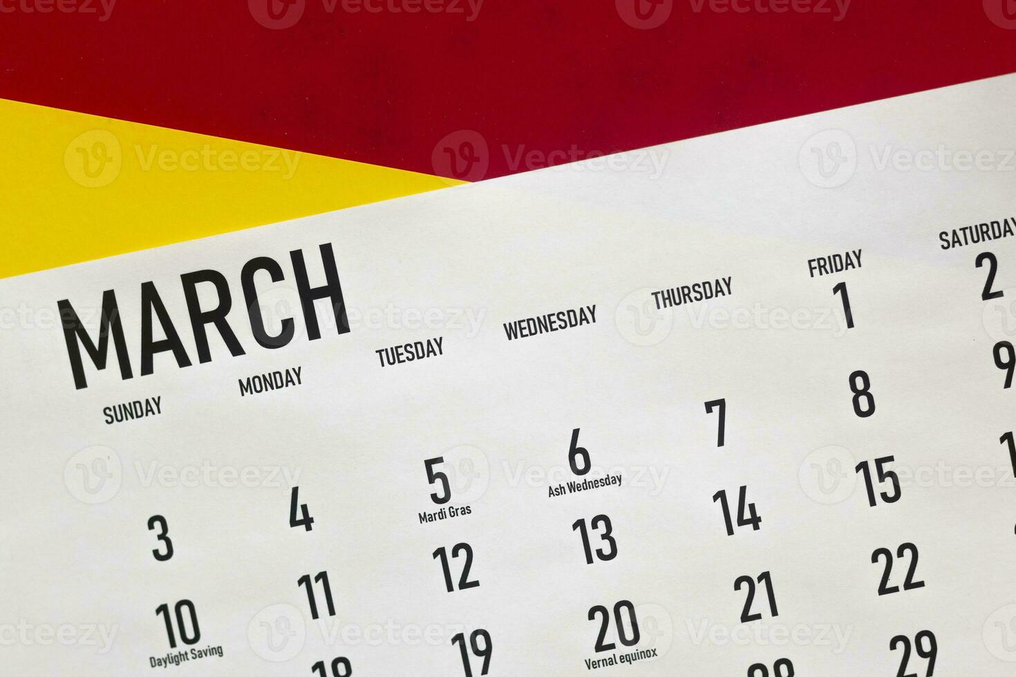 March 2020 monthly calendar photo