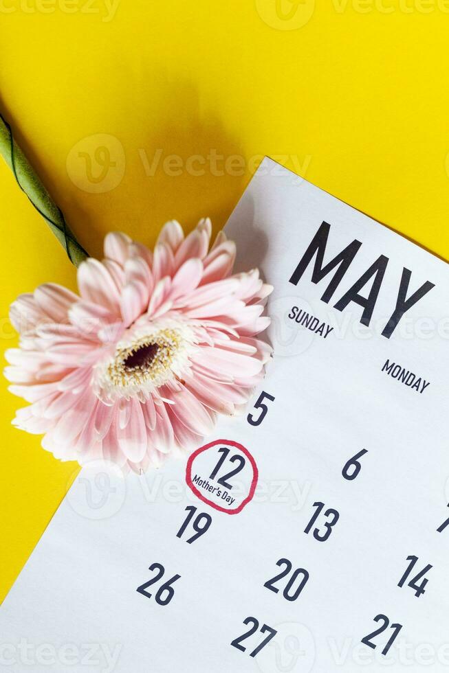 Mothers day marked on the May monthly calendar photo