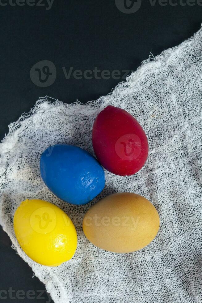 Colorful easter eggs photo